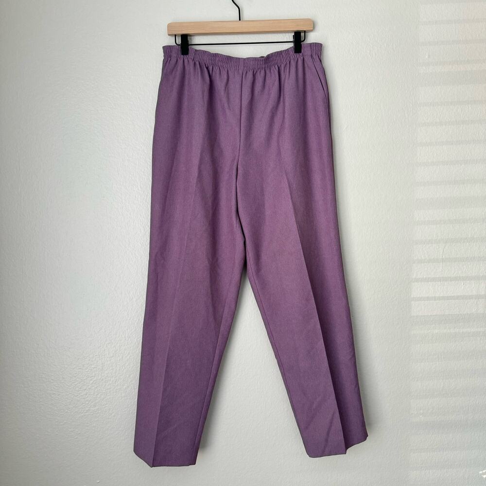 Vintage Alfred Dunner Womens Purple Trousers Pleated Stretch Waist Pants Size 10